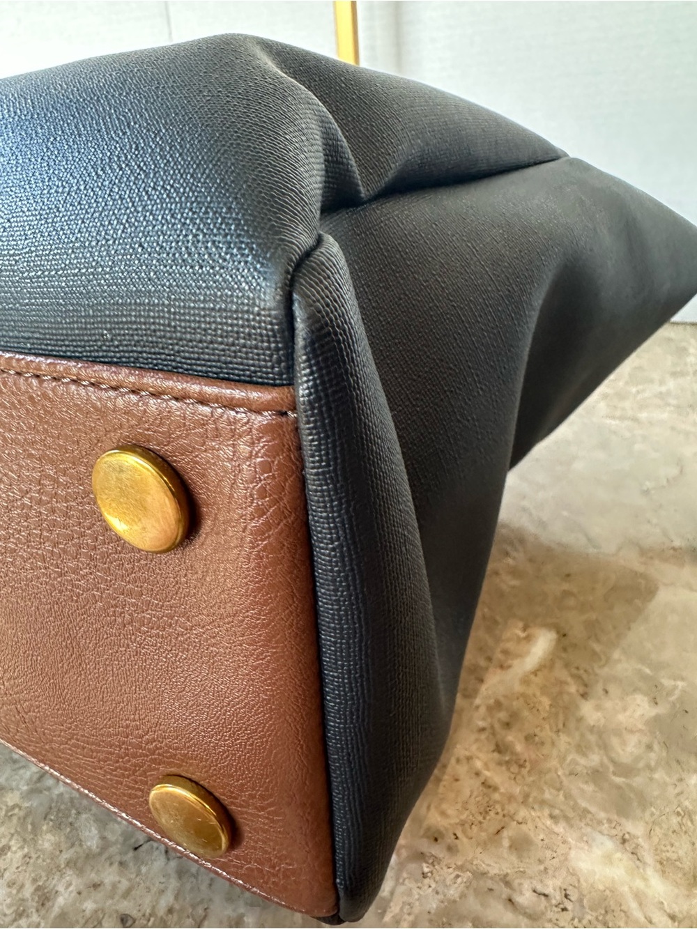 Fossil Black Tote Bag Brown Trim Key Charm Large Shoulder Handbag Classic Purse - Picture 8 of 15